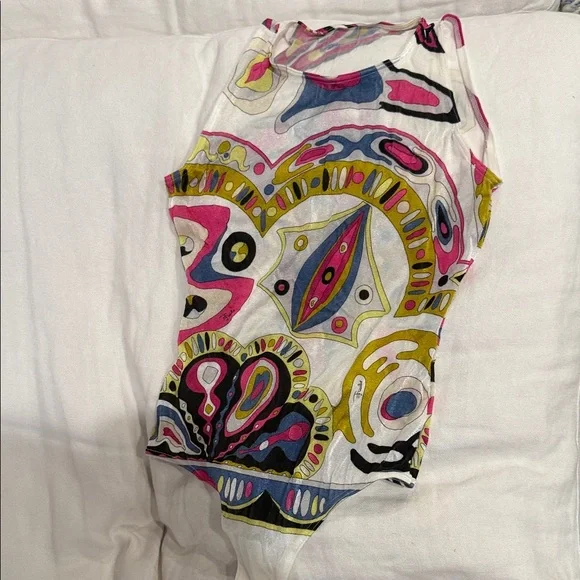Emilio Pucci for Wolford Colorful Abstract Patterned Sleeveless Bodysuit XSmall - Picture 1 of 6